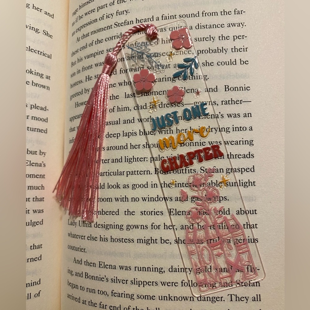 📚2/$10📚Just One More Chapter -  Handcrafted Bookmark